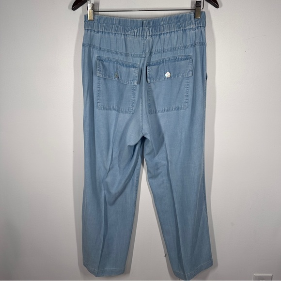 Soft Surroundings Blue Lyocell Chambray Pants Wide Straight Leg Small - Picture 5 of 7